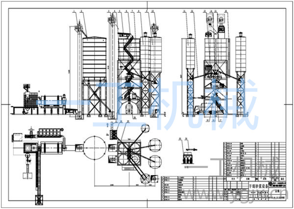 顶置分级储存砂仓塔楼式干粉砂浆生产线图纸