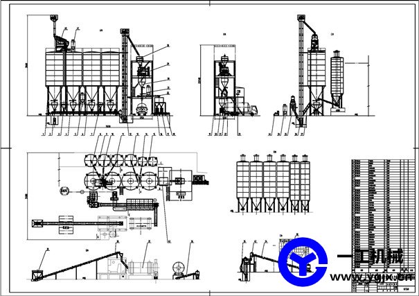 新型阶段式干混砂浆生产线图纸